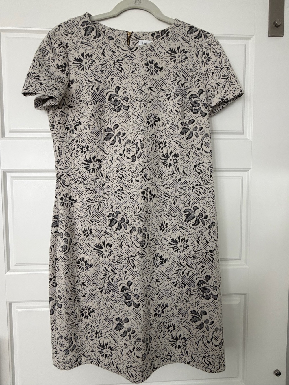 Calvin Klein Cream and Black Printed Dress